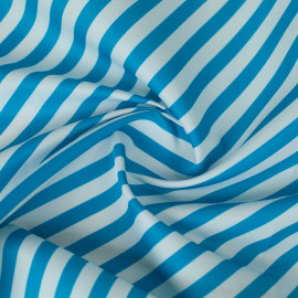 Tissu maillot de bain homme rayé bleu turquoise et blanc