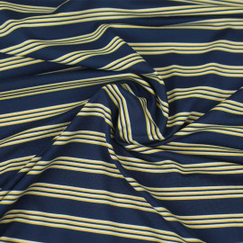 Tissu maillot de bain mat à rayure marine, jaune et blanc