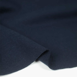 Tissu jersey maille fines côte de coton - marine