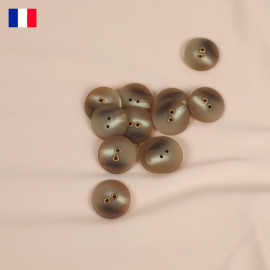 20 mm - Boutons rond deux trous mat en Galalithe effet marbré beige et blanc