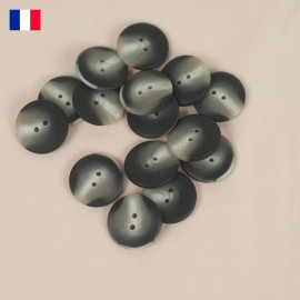 20 mm - Boutons rond deux trous mat en Galalithe effet marbré noir et blanc