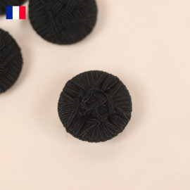 30 mm - Boutons rond recouverts brodé entrelacs - noir