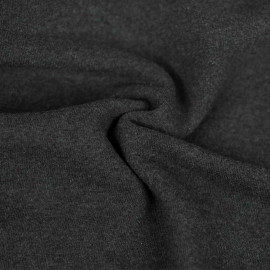 Tissu sweat de coton fin côte gratté - gris anthracite
