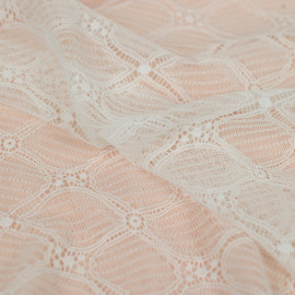 Tissu dentelle stretch à motif floral 3 pétales - blanc
