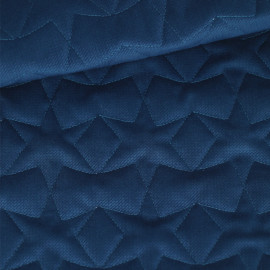 Tissu matelassé velours grainé à motif stars - Bleu foncé