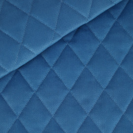 Tissu matelassé velours grainé à motif losanges - Bleu
