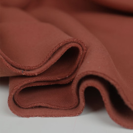Tissu sweat gratté de coton - uni - rouge foncé