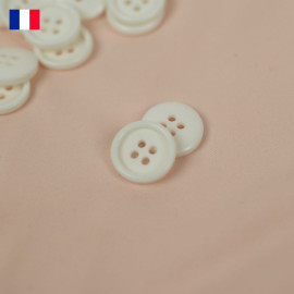 15 mm - Boutons rond quatre trous en Galalithe blanc