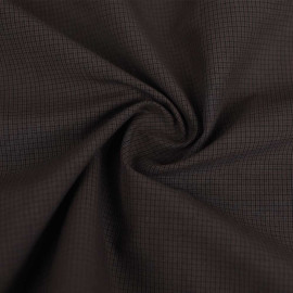 Tissu coton et lin à motif petit carreaux - Marron