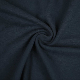 Tissu jersey bord-côte tubulaire de coton uni - bleu marine