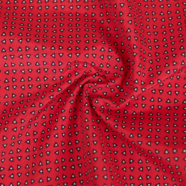 Tissu maillot de bain homme rouge à motif petit triangle blanc et noir