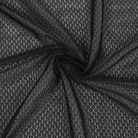 Tissu dentelle stretch à motif graphique - noir