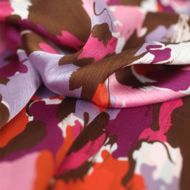 Tissu satin polyester recyclé Java à motif multicolore