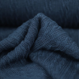 Tissu maille tricot tressé - uni - Bleu