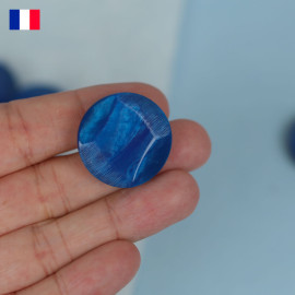 27 mm - Boutons ronds à queue en Galalithe effet nacré - bleu roi