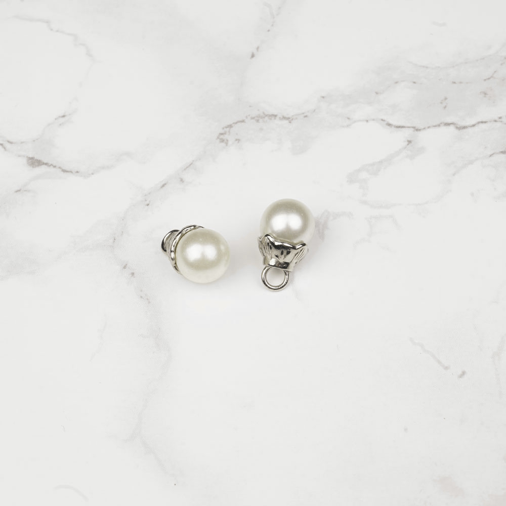 Bouton imitation perle ronde nacré 10 mm - mercerie en ligne - pretty mercerie