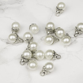 Bouton imitation perle ronde nacré 10 mm - mercerie en ligne - pretty mercerie