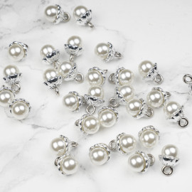Bouton imitation perle ronde nacré 8 mm - mercerie en ligne - pretty mercerie