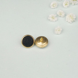 Bouton métal recouvert doré et noir 15 mm - mercerie en ligne - pretty mercerie